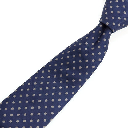 【中古】エレディキャリーニ EREDI CHIARINI シルク ドット柄ネクタイ ネイビーxグレージュ【 状態ランクB 】【 メンズ 】