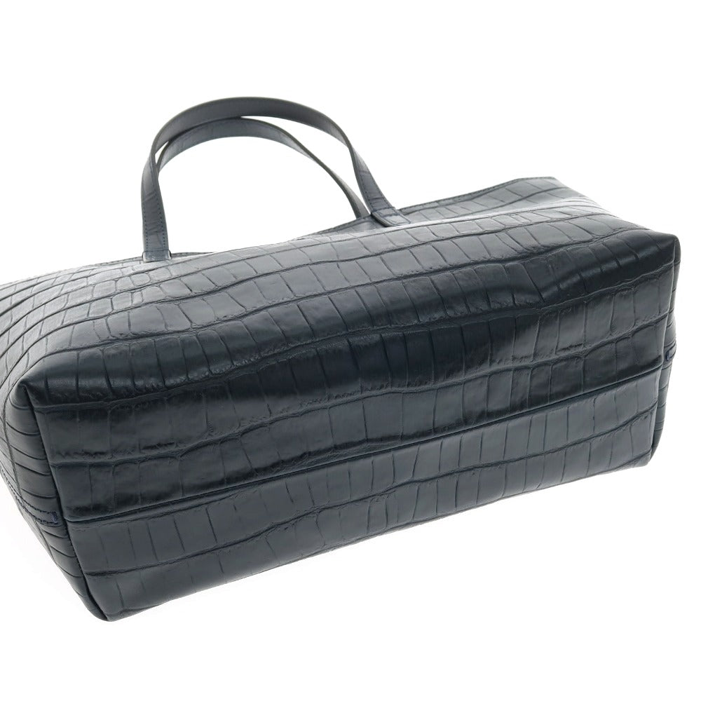 【中古】フェリージ Felisi 17-28 型押しレザー トートバッグ グリーンネイビー【 状態ランクA 】【 メンズ 】