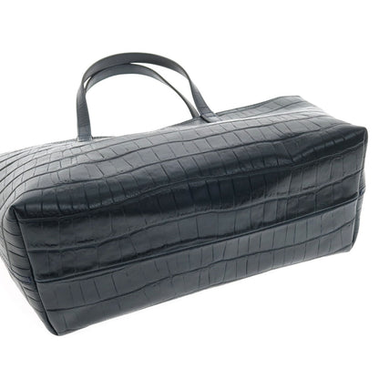 【中古】フェリージ Felisi 17-28 型押しレザー トートバッグ グリーンネイビー【 状態ランクA 】【 メンズ 】