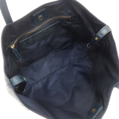【中古】フェリージ Felisi 17-28 型押しレザー トートバッグ グリーンネイビー【 状態ランクA 】【 メンズ 】