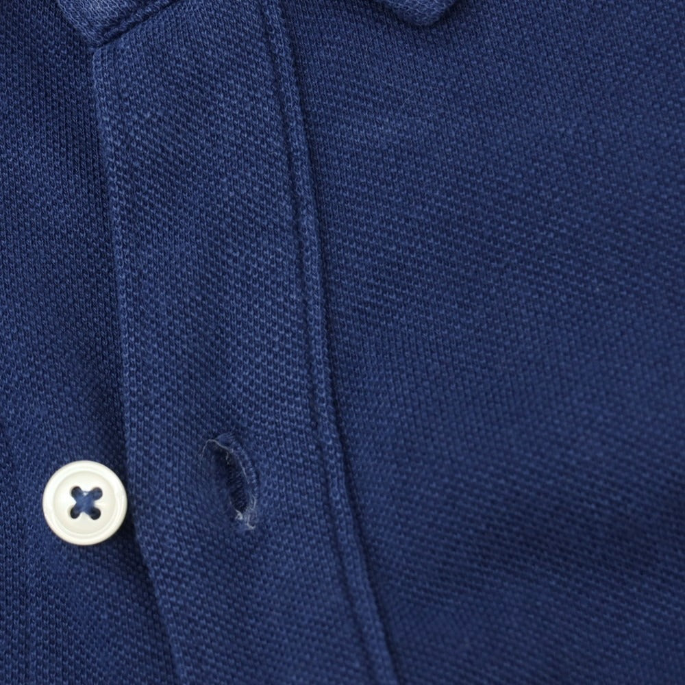 【中古】ラコステ LACOSTE コットンリネン 鹿の子 ボタンダウン カジュアルシャツ ネイビーブルー【サイズ5】【 状態ランクC 】【 メンズ 】