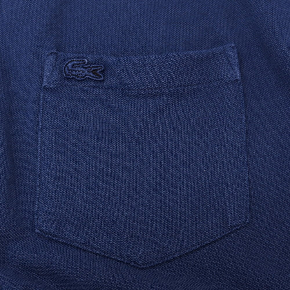 【中古】ラコステ LACOSTE コットンリネン 鹿の子 ボタンダウン カジュアルシャツ ネイビーブルー【サイズ5】【 状態ランクC 】【 メンズ 】