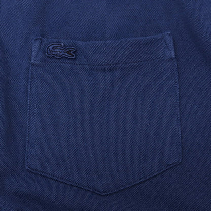 【中古】ラコステ LACOSTE コットンリネン 鹿の子 ボタンダウン カジュアルシャツ ネイビーブルー【サイズ5】【 状態ランクC 】【 メンズ 】