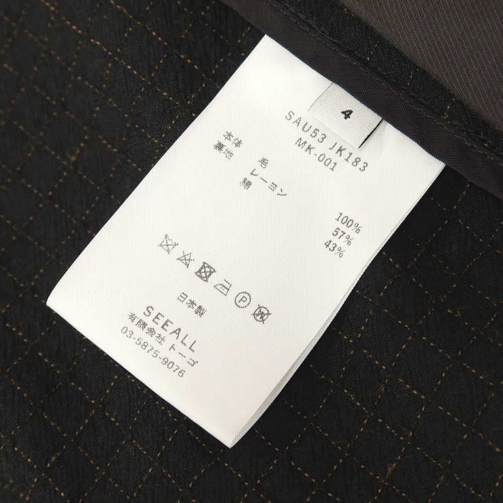 【中古】シーオール SEEALL ウール チェック ダブル6B テーラードジャケット ブラックxベージュ【サイズ4】【 状態ランクB 】【 メンズ 】
