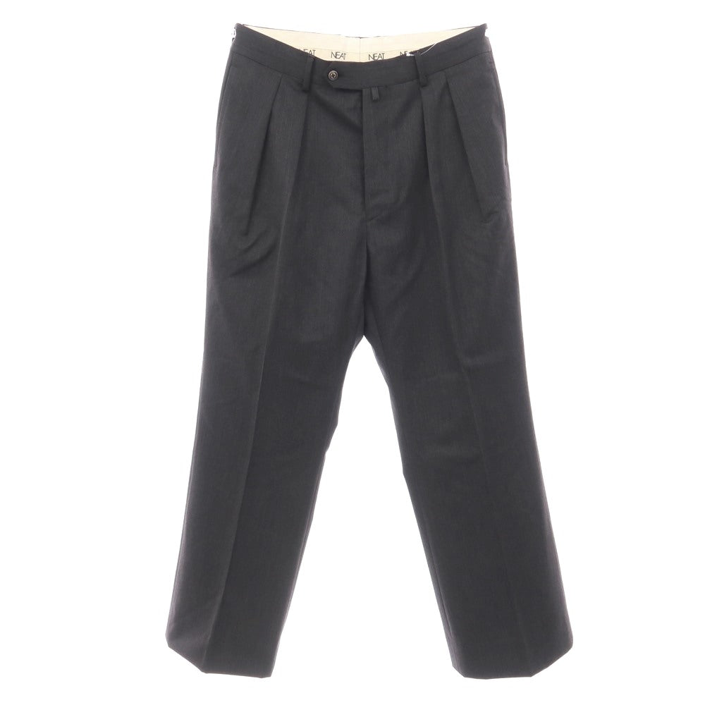 【中古】ニート NEAT ウール系 セミフレア カジュアルスラックスパンツ ダークグレー【サイズ表記なし（L位）】【 状態ランクB 】【 メンズ 】