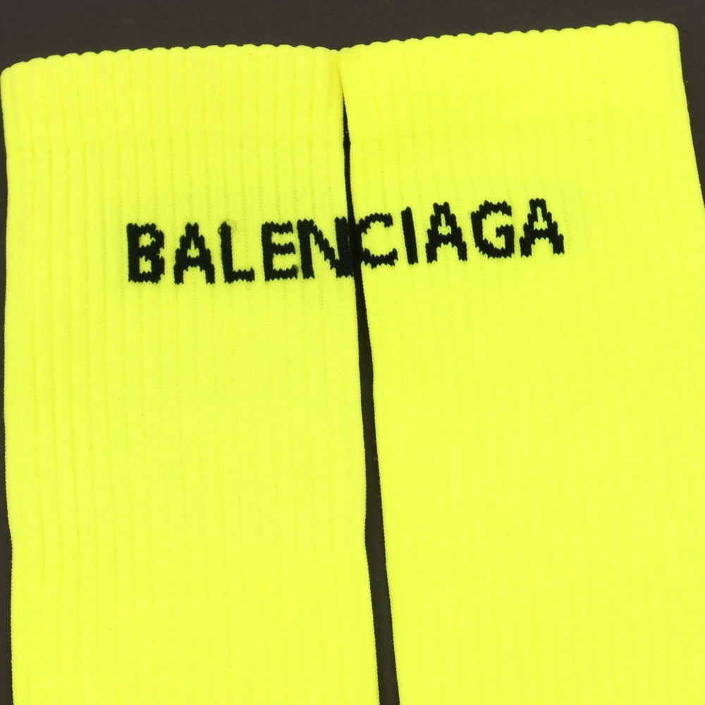 【中古】【未使用】バレンシアガ BALENCIAGA ナイロンポリウレタン ソックス ネオンイエローxブラック【サイズXL】【 状態ランクS 】【 メンズ 】