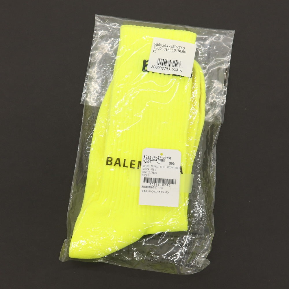 【中古】【未使用】バレンシアガ BALENCIAGA ナイロンポリウレタン ソックス ネオンイエローxブラック【サイズXL】【 状態ランクS 】【 メンズ 】