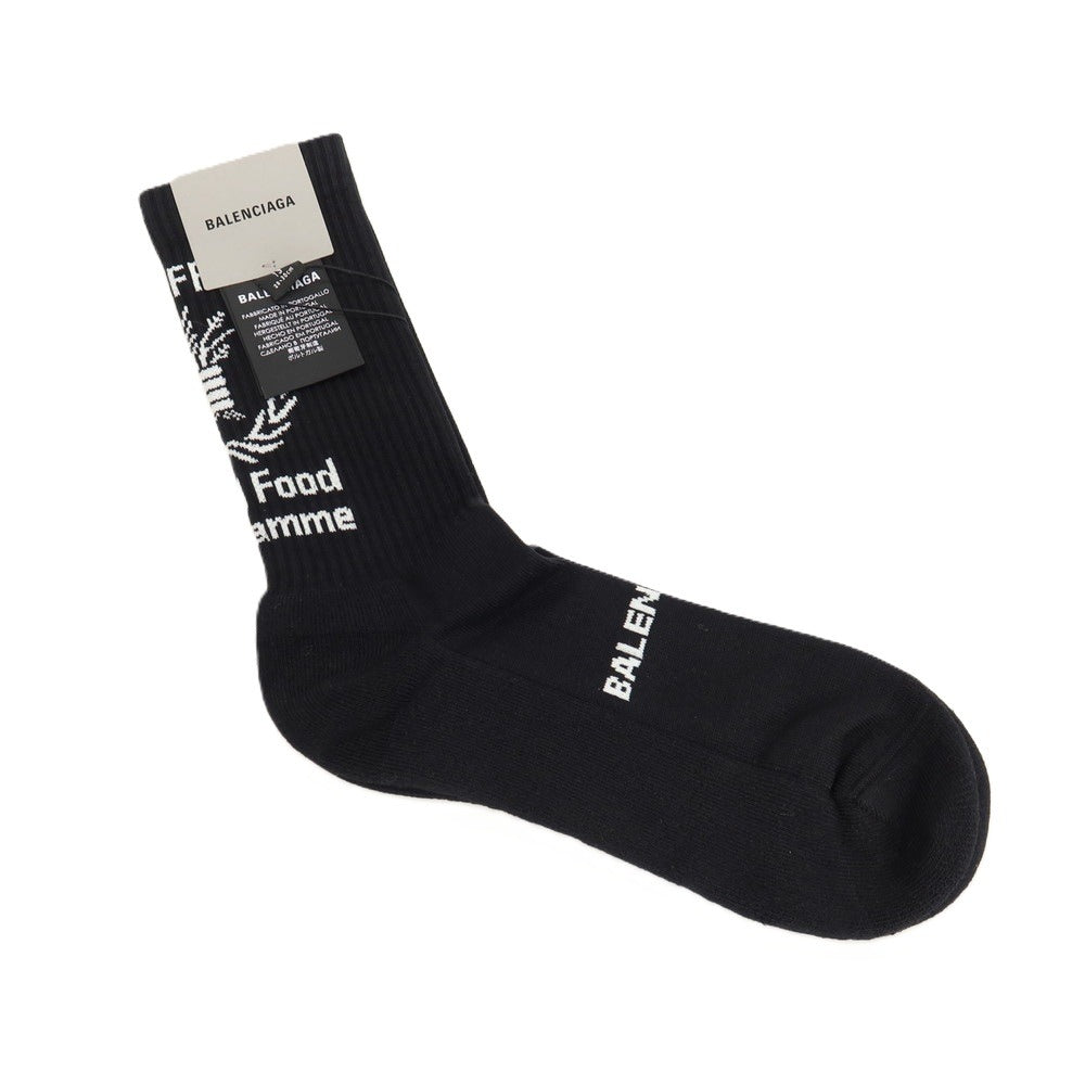 【中古】【未使用】バレンシアガ BALENCIAGA コットンポリエステルポリウレタン ソックス ブラックxホワイト【サイズXL（28～30cm）】【 状態ランクS 】【 メンズ 】