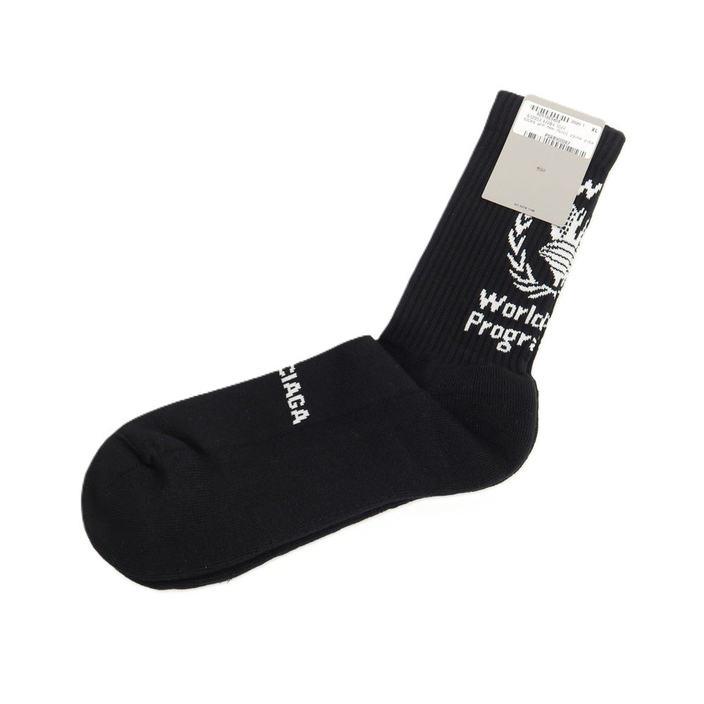 【中古】【未使用】バレンシアガ BALENCIAGA コットンポリエステルポリウレタン ソックス ブラックxホワイト【サイズXL（28～30cm）】【 状態ランクS 】【 メンズ 】