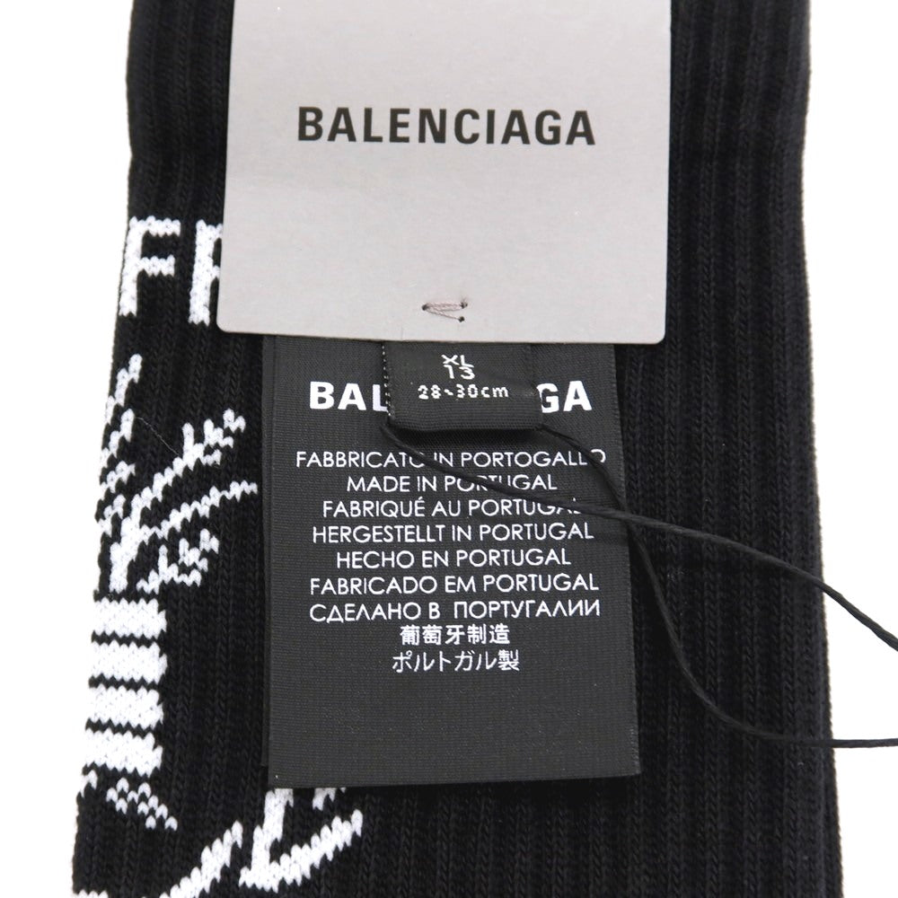 【中古】【未使用】バレンシアガ BALENCIAGA コットンポリエステルポリウレタン ソックス ブラックxホワイト【サイズXL（28～30cm）】【 状態ランクS 】【 メンズ 】
