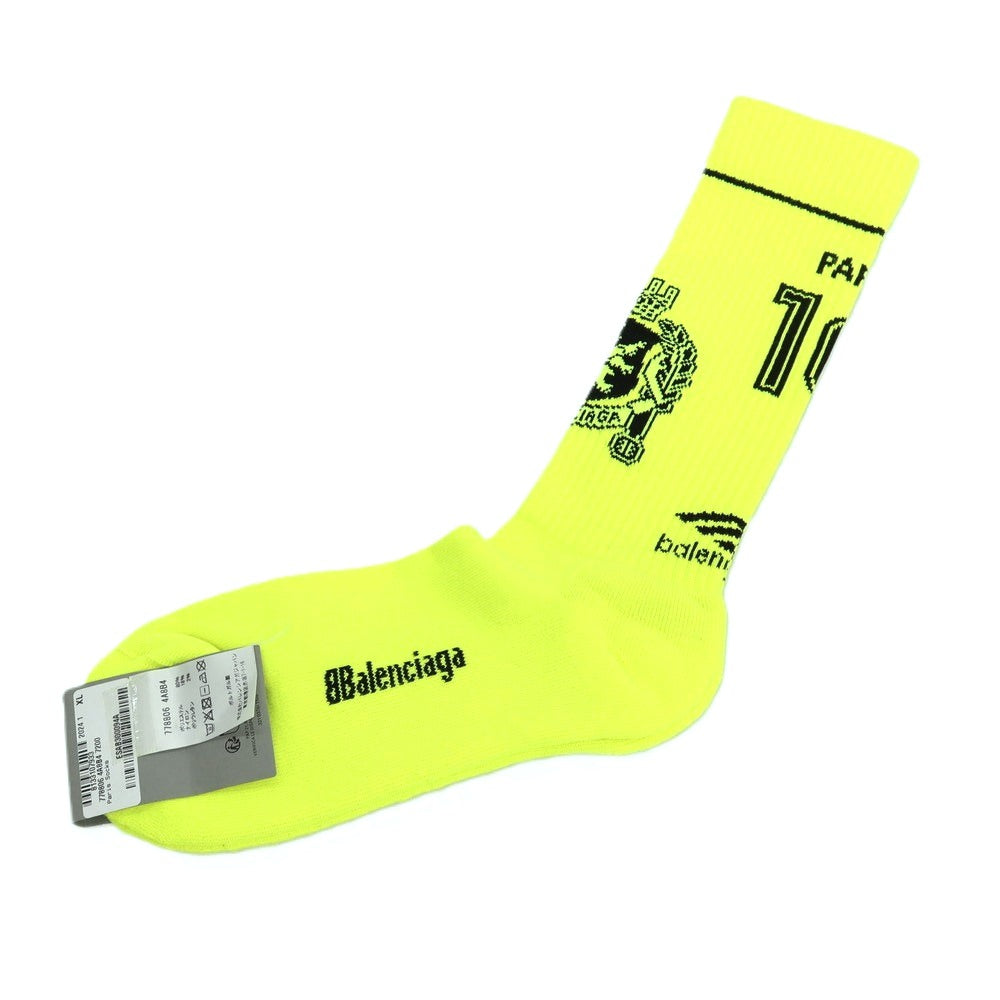 【中古】【未使用】バレンシアガ BALENCIAGA コットンナイロンポリウレタン ソックス ネオンイエロー【サイズXL】【 状態ランクS 】【 メンズ 】