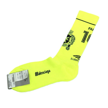 【中古】【未使用】バレンシアガ BALENCIAGA コットンナイロンポリウレタン ソックス ネオンイエロー【サイズXL】【 状態ランクS 】【 メンズ 】