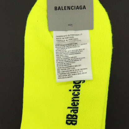 【中古】【未使用】バレンシアガ BALENCIAGA コットンナイロンポリウレタン ソックス ネオンイエロー【サイズXL】【 状態ランクS 】【 メンズ 】