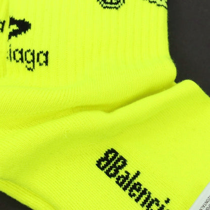 【中古】【未使用】バレンシアガ BALENCIAGA コットンナイロンポリウレタン ソックス ネオンイエロー【サイズXL】【 状態ランクS 】【 メンズ 】