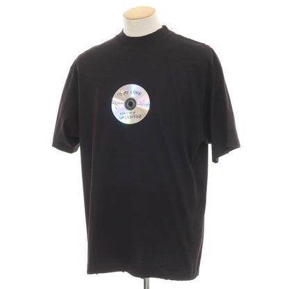 【中古】バレンシアガ BALENCIAGA VALENTINE CD ダメージ加工 コットン モックネック 半袖Ｔシャツ ブラック【サイズXS】【 状態ランクA 】【 メンズ 】