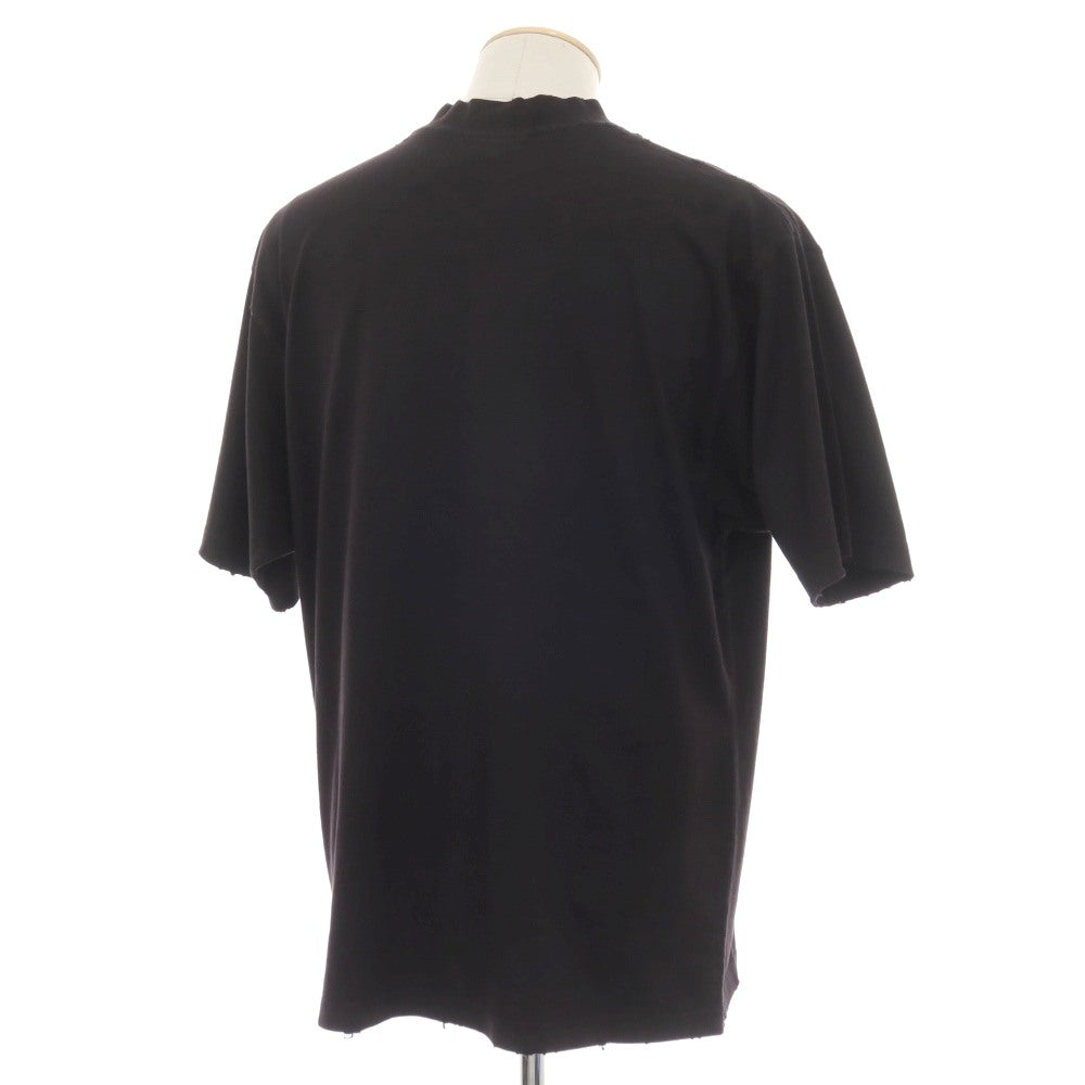 【中古】バレンシアガ BALENCIAGA VALENTINE CD ダメージ加工 コットン モックネック 半袖Ｔシャツ ブラック【サイズXS】【 状態ランクA 】【 メンズ 】