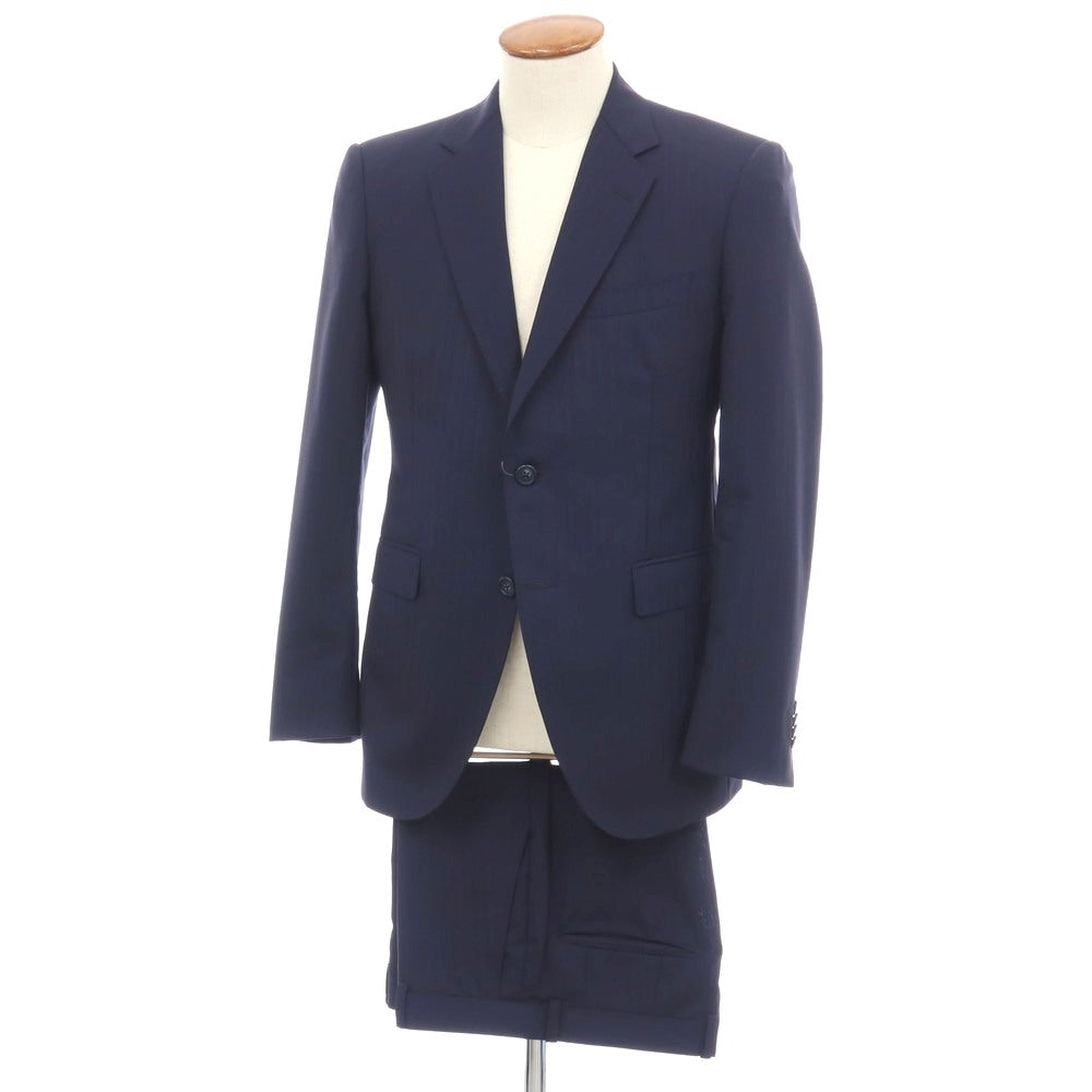 【中古】アザブテーラー azabu tailor JET CRUISE ウール ストライプ 2つボタンスーツ ネイビー【サイズ46/85】【 状態ランクB 】【 メンズ 】
