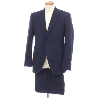 【中古】アザブテーラー azabu tailor JET CRUISE ウール ストライプ 2つボタンスーツ ネイビー【サイズ46/85】【 状態ランクB 】【 メンズ 】