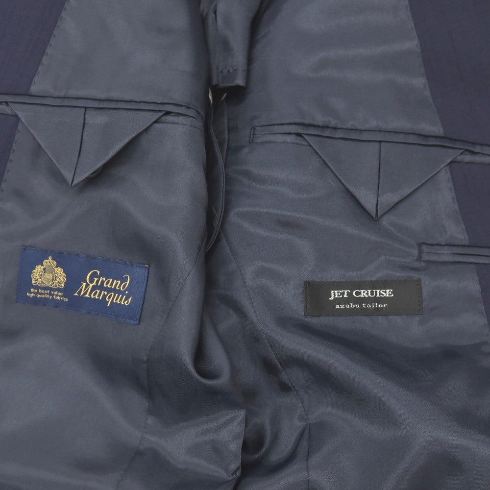 【中古】アザブテーラー azabu tailor JET CRUISE ウール ストライプ 2つボタンスーツ ネイビー【サイズ46/85】【 状態ランクB 】【 メンズ 】