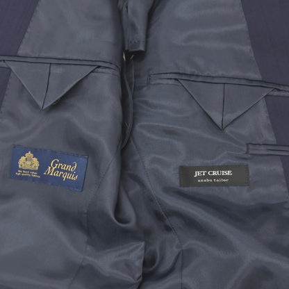 【中古】アザブテーラー azabu tailor JET CRUISE ウール ストライプ 2つボタンスーツ ネイビー【サイズ46/85】【 状態ランクB 】【 メンズ 】