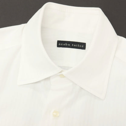 【中古】アザブテーラー azabu tailor コットン系 シャドウストライプ セミワイドカラー ドレスシャツ ホワイト【サイズ表記なし（M位）】【 状態ランクB 】【 メンズ 】