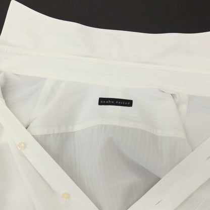 【中古】アザブテーラー azabu tailor コットン系 シャドウストライプ セミワイドカラー ドレスシャツ ホワイト【サイズ表記なし（M位）】【 状態ランクB 】【 メンズ 】