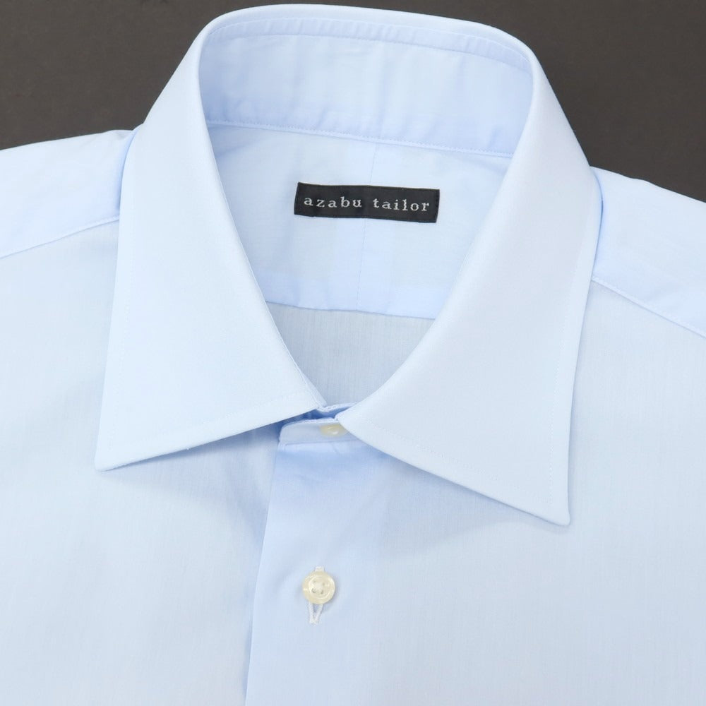 【中古】アザブテーラー azabu tailor コットン レギュラーカラー ドレスシャツ ブルー【サイズ表記なし（M位）】【 状態ランクA 】【 メンズ 】