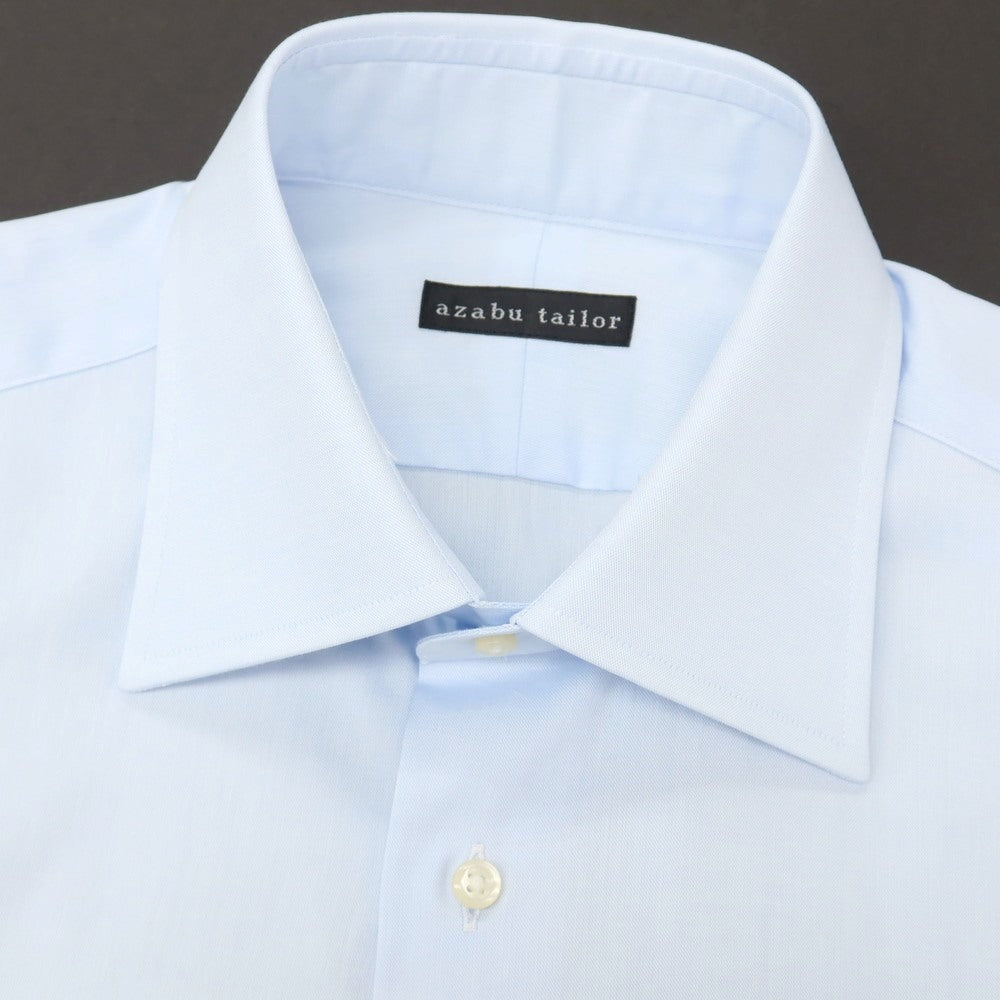 【中古】アザブテーラー azabu tailor コットン レギュラーカラー ドレスシャツ ブルー【サイズ表記なし（M位）】【 状態ランクA 】【 メンズ 】