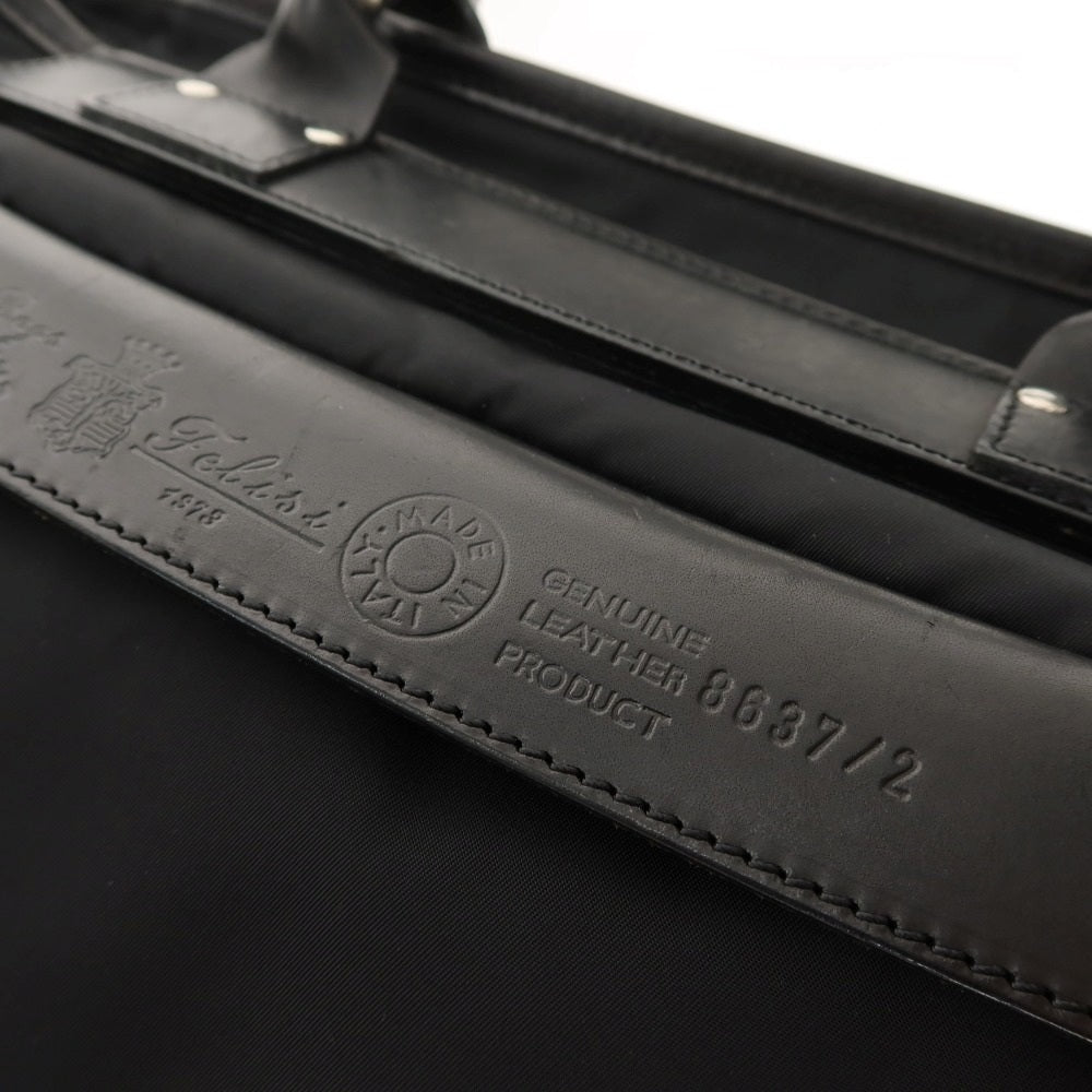 【中古】フェリージ Felisi 2460672 ナイロン レザー ブリーフケース ブラック【 状態ランクB 】【 メンズ 】