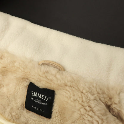 【中古】エンメティ EMMETI ムートン×ポリエステル 切替 ダウンジャケット アイボリーxベージュ【サイズ46】【 状態ランクC 】【 メンズ 】