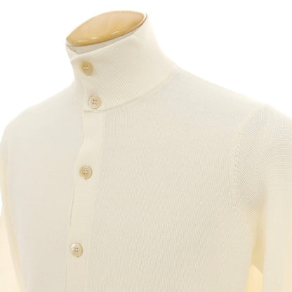 【中古】フィリッポ デ ローレンティス FILIPPO DE LAURENTIIS クレープコットン スタンドカラー ニット カーディガン アイボリー【サイズ44】【 状態ランクA 】【 メンズ 】