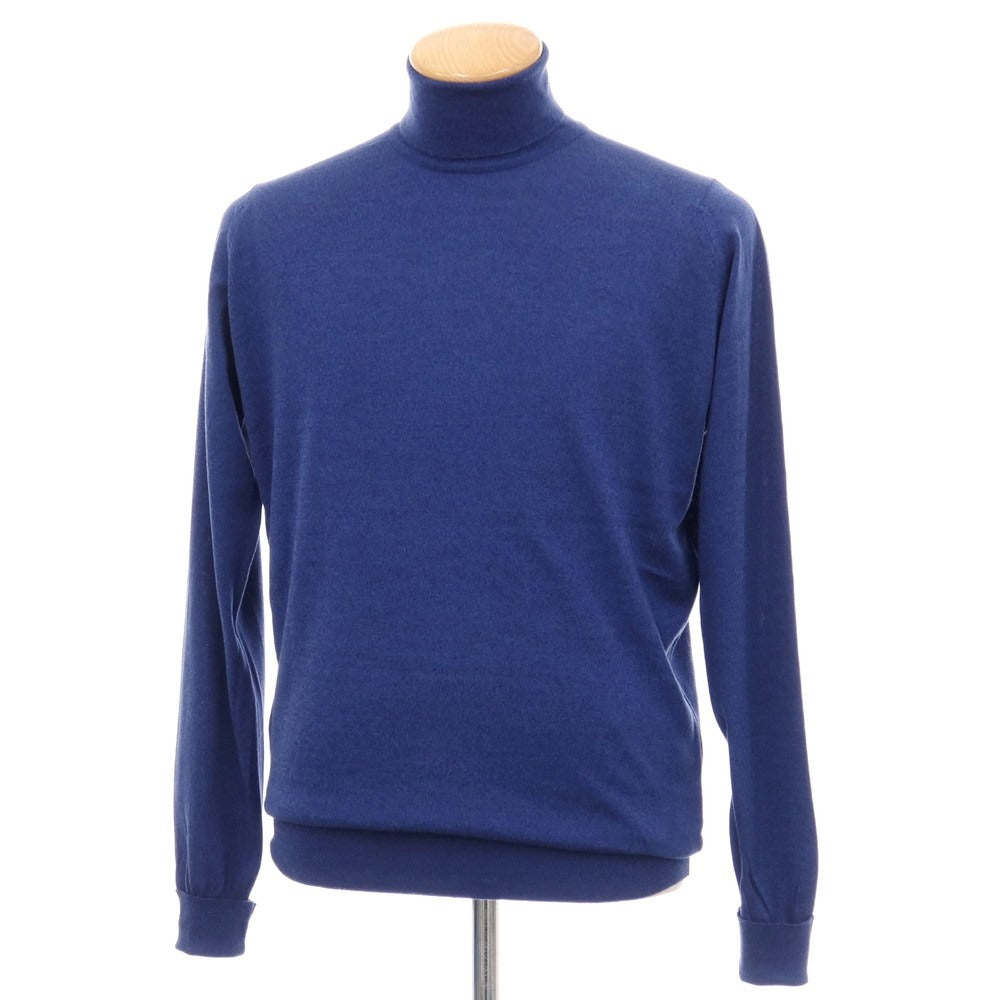 【中古】ジョンスメドレー JOHN SMEDLEY ハイゲージ ウールコットン タートルネック プルオーバーニット ダークブルー【サイズS】【 状態ランクB 】【 メンズ 】