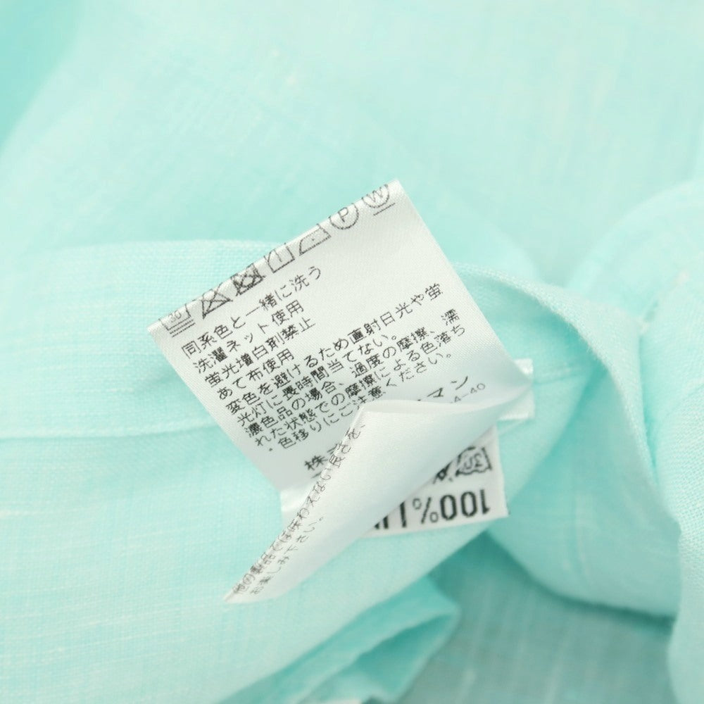 【中古】フィナモレ Finamore リネン ホリゾンタルカラー カジュアルシャツ ミントグリーン【サイズXS】【 状態ランクB 】【 メンズ 】