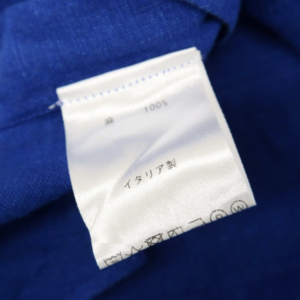 【中古】フィナモレ Finamore リネン 隠しボタンダウンワンピースカラー カジュアルシャツ ダークブルー【サイズ37】【 状態ランクB 】【 メンズ 】