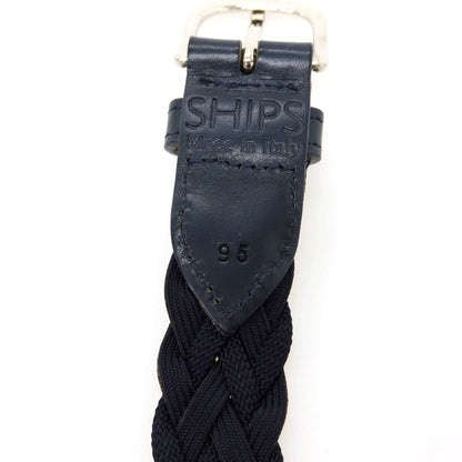 【中古】シップス SHIPS レザー×ナイロン メッシュベルト ネイビーxシルバー【サイズ95】【 状態ランクB 】【 メンズ 】
