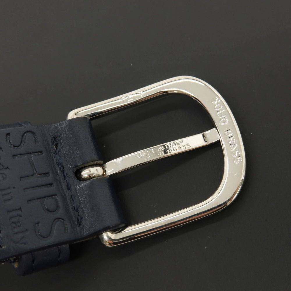【中古】シップス SHIPS レザー×ナイロン メッシュベルト ネイビーxシルバー【サイズ95】【 状態ランクB 】【 メンズ 】