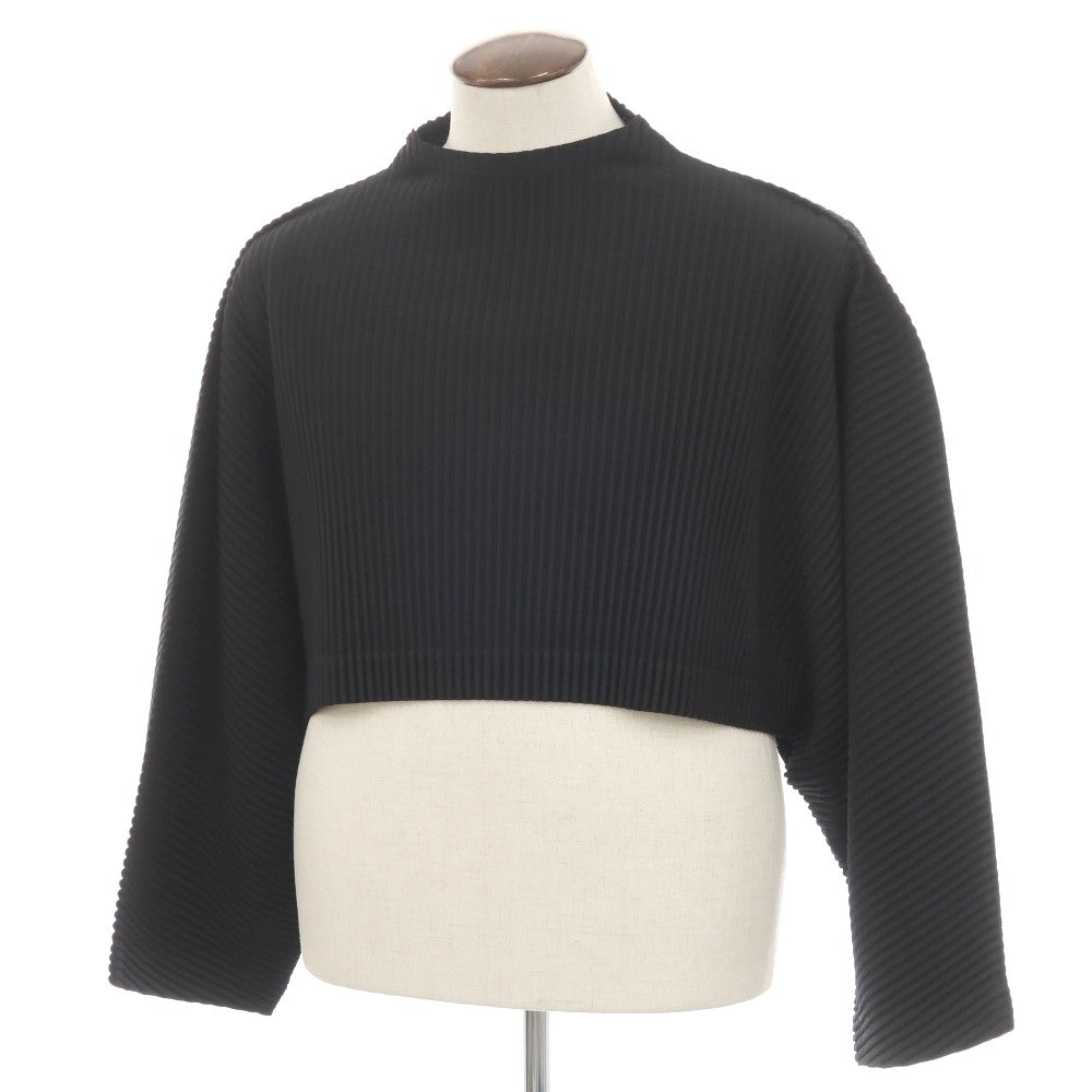 【中古】オム プリッセ イッセイミヤケ HOMME PLISSE ISSEY MIYAKE 2026年春夏 プリーツジャージー ショート丈 モックネック カットソー ブラック【サイズ表記なし（L位）】【 状態ランクA 】【 メンズ 】