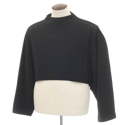 【中古】オム プリッセ イッセイミヤケ HOMME PLISSE ISSEY MIYAKE 2026年春夏 プリーツジャージー ショート丈 モックネック カットソー ブラック【サイズ表記なし（L位）】【 状態ランクA 】【 メンズ 】