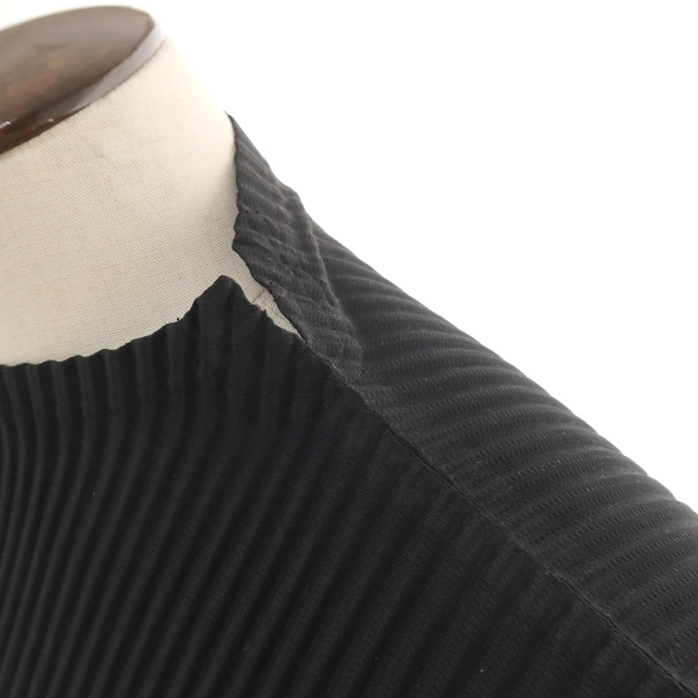 【中古】オム プリッセ イッセイミヤケ HOMME PLISSE ISSEY MIYAKE 2026年春夏 プリーツジャージー ショート丈 モックネック カットソー ブラック【サイズ表記なし（L位）】【 状態ランクA 】【 メンズ 】