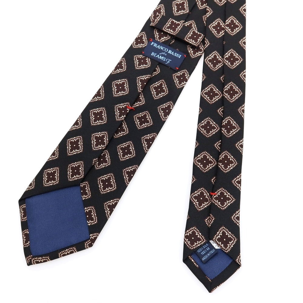 【中古】フランコバッシ FRANCO BASSI BEAMS F別注 シルク 小紋柄ネクタイ ブラックxブラウン【 状態ランクB 】【 メンズ 】