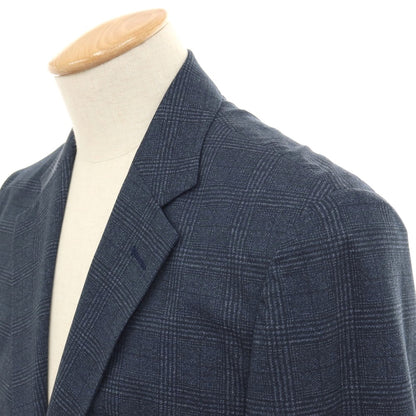 【中古】マッキントッシュフィロソフィー MACKINTOSH PHILOSOPHY ポリエステル ジャージー メッシュ チェック プリント セットアップ スモークブルー【サイズ42R/40】【 状態ランクA 】【 メンズ 】