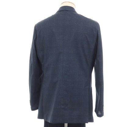【中古】マッキントッシュフィロソフィー MACKINTOSH PHILOSOPHY ポリエステル ジャージー メッシュ チェック プリント セットアップ スモークブルー【サイズ42R/40】【 状態ランクA 】【 メンズ 】