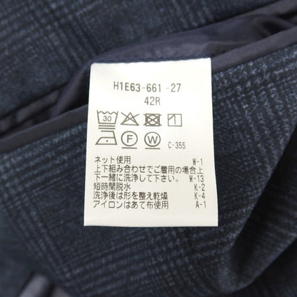 【中古】マッキントッシュフィロソフィー MACKINTOSH PHILOSOPHY ポリエステル ジャージー メッシュ チェック プリント セットアップ スモークブルー【サイズ42R/40】【 状態ランクA 】【 メンズ 】