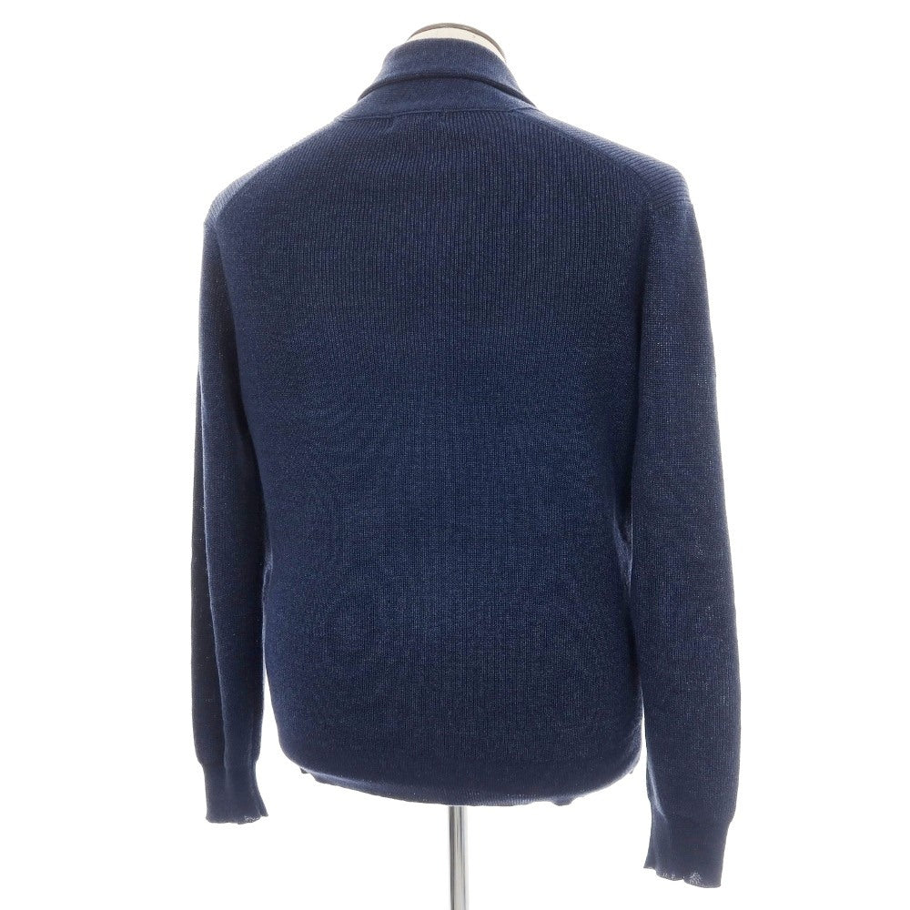 【中古】ポールスチュアート PAUL STUART リネンコットン ミドルゲージ ショールカラー カーディガン ネイビー【サイズL】【 状態ランクB 】【 メンズ 】