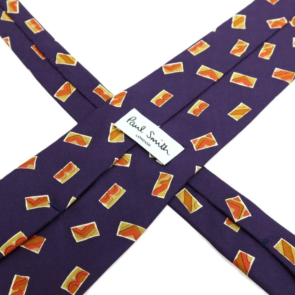 【中古】ポールスミス Paul Smith シルク プリント 小紋柄ネクタイ パープル【 状態ランクB 】【 メンズ 】