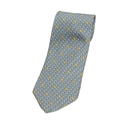 【中古】エルメネジルドゼニア Ermenegildo Zegna シルク プリント ゾウ エレファント柄ネクタイ グリーン系xライトブルー【 状態ランクB 】【 メンズ 】