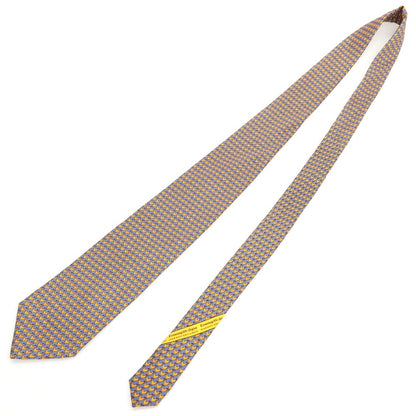 【中古】エルメネジルドゼニア Ermenegildo Zegna シルク プリント ニワトリ柄ネクタイ ブルー系【 状態ランクB 】【 メンズ 】