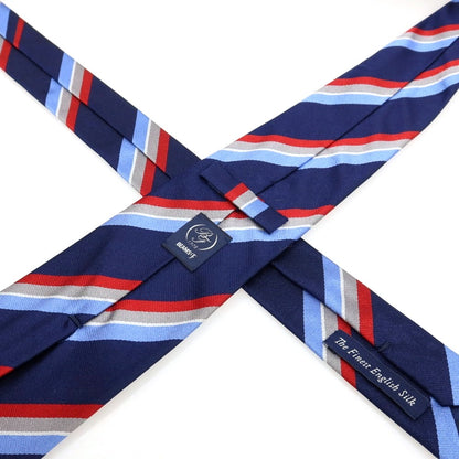 【中古】ビームスエフ BEAMS F シルク ストライプ柄ネクタイ ネイビーxレッド【 状態ランクA 】【 メンズ 】