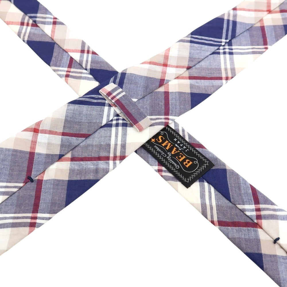 【中古】ビームスプラス BEAMS PLUS コットンポリウレタン チェック柄ネクタイ ネイビーxベージュ【 状態ランクB 】【 メンズ 】