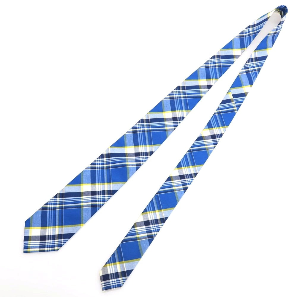 【中古】ビームスプラス BEAMS PLUS コットン チェック柄ネクタイ ブルーxイエロー【 状態ランクA 】【 メンズ 】